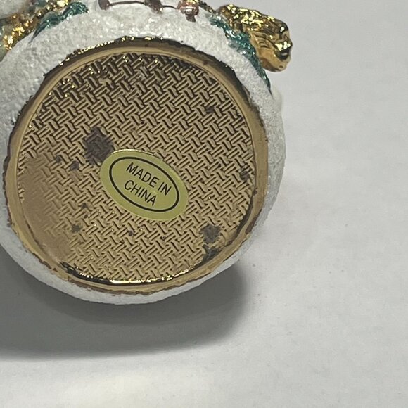 Snowman Jeweled Trinket Box with Austrian Crystals Magnetic Hinged Compartment - Picture 6 of 8